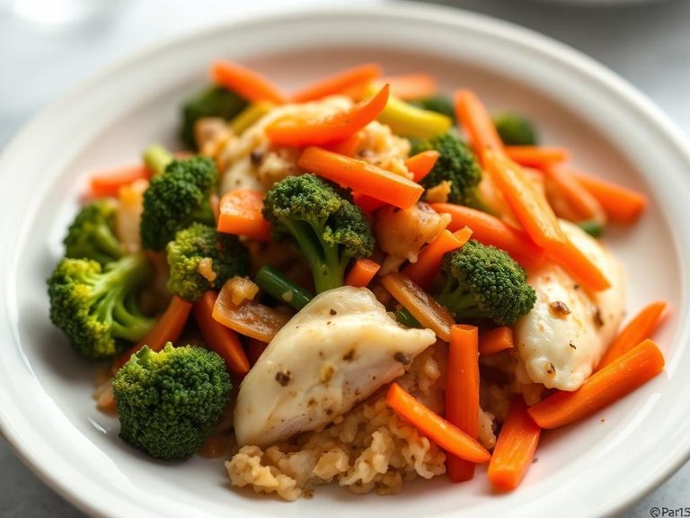 Egg white stir-fry with broccoli and carrots