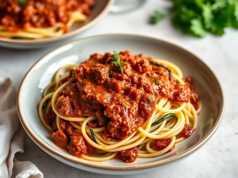 Elk bolognese over pasta or zucchini noodles