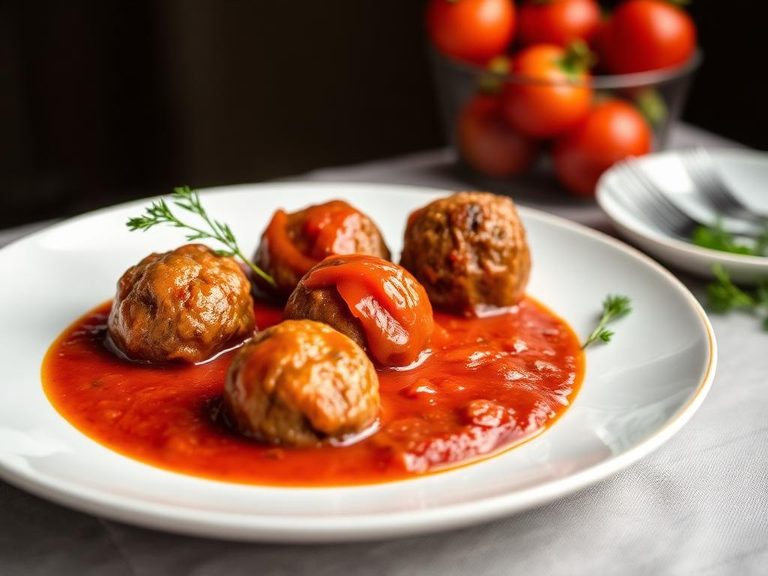 Elk meatballs in a rich tomato sauce