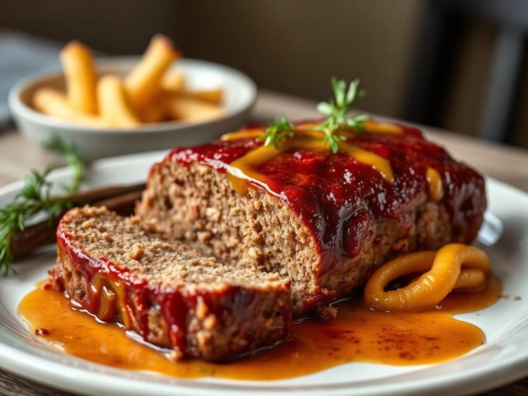 Elk meatloaf with a glaze of maple and mustard