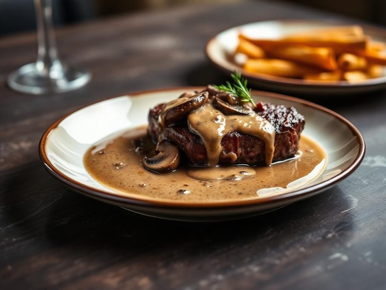 Elk Steak with Mushroom Sauce