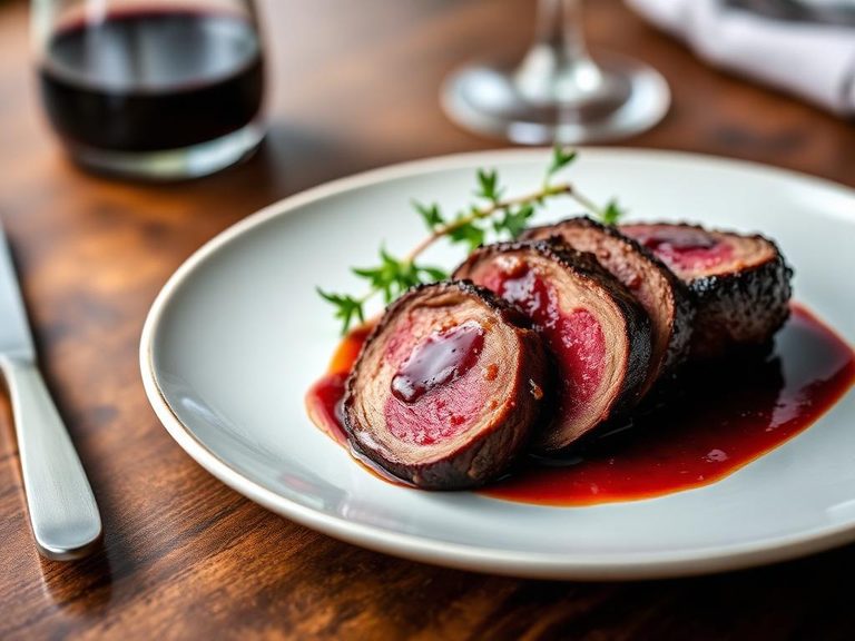 Elk Tenderloin with Red Wine Reduction