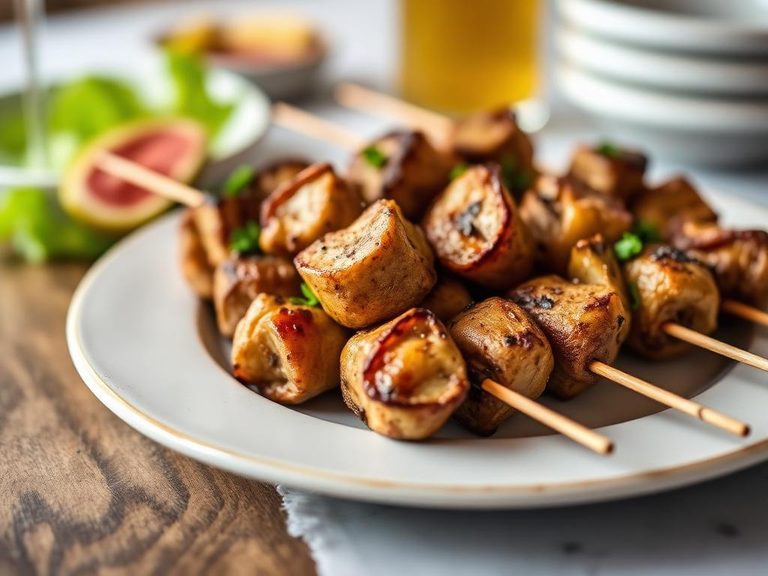 Emu and oyster skewers