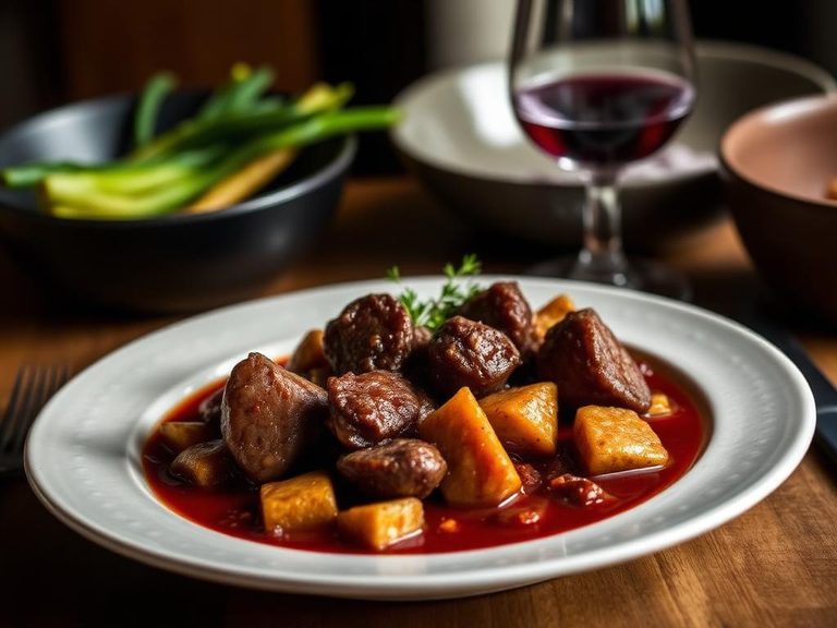 Emu and Red Wine Stew
