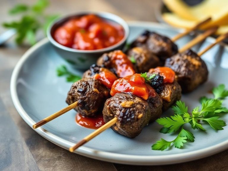 Emu Kebabs with Bush Tomato Chutney