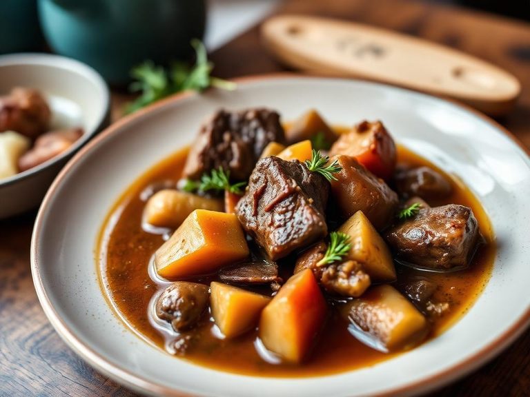 Emu Stew with root vegetables