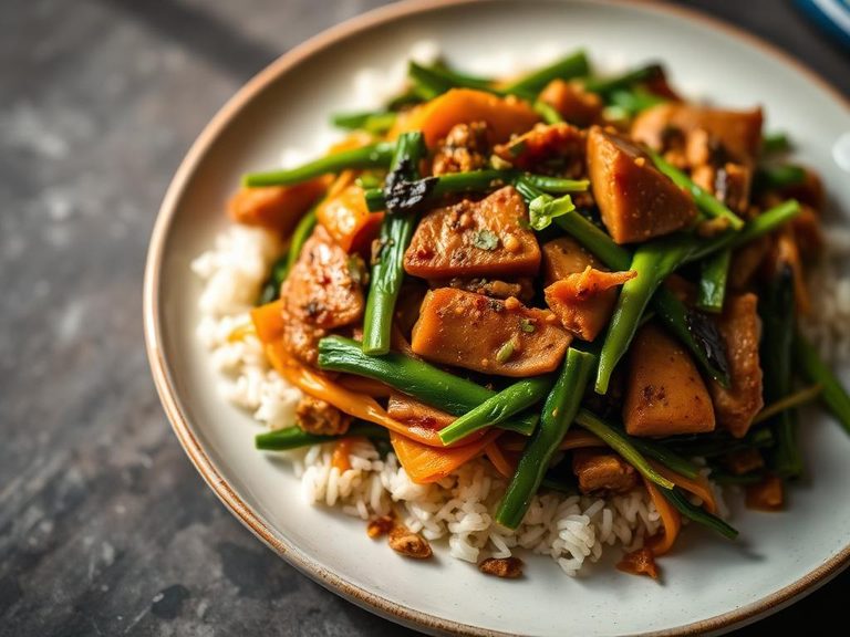 Emu stir-fry with Asian greens