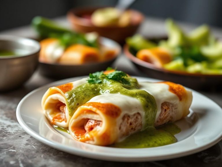 Enchiladas de Queso with Salsa Verde