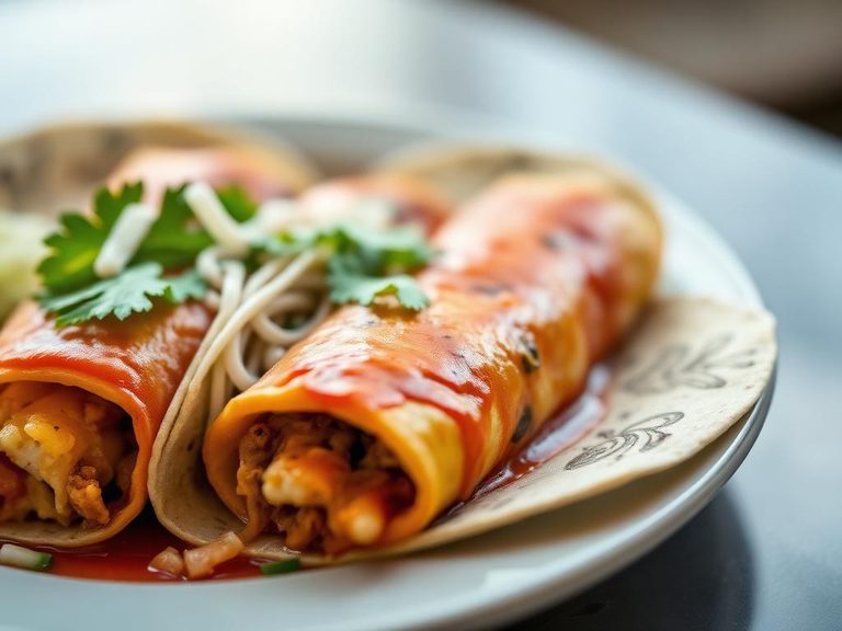 Enchiladas with blue corn tortillas