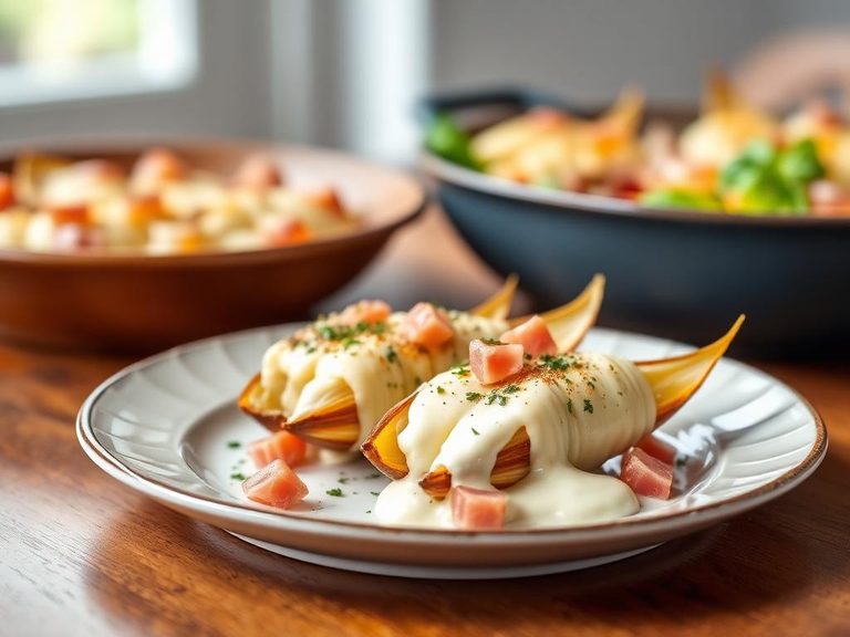 Endive gratin with ham and béchamel
