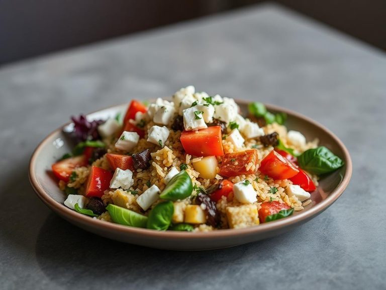 Farro Salad with Roasted Vegetables and Feta
