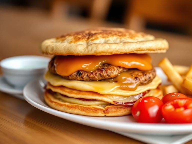 Fast Food Sausage Pancake Sandwich