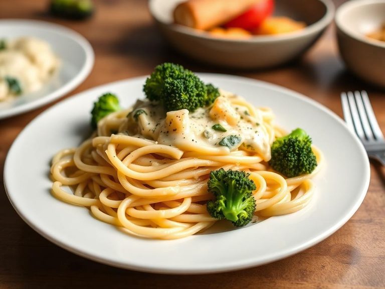 Fettuccine Alfredo with Broccoli