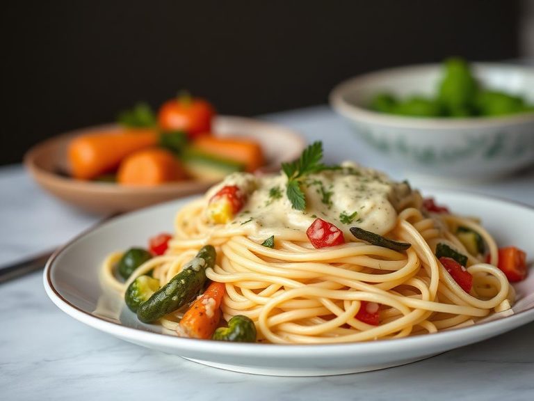 Fettuccine Alfredo with Vegetables