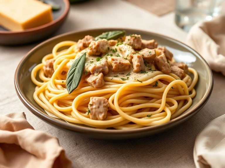 Fettuccine with Turkey in a Sage Cream Sauce