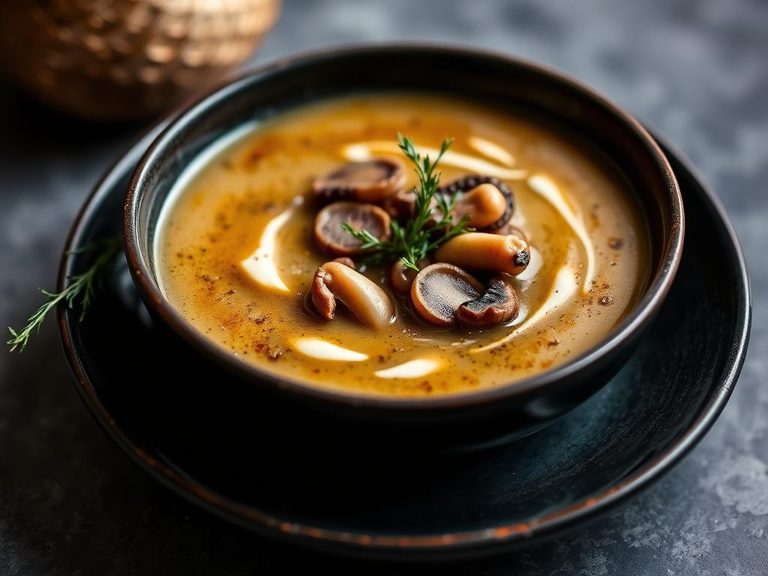 Fireweed and wild mushroom soup