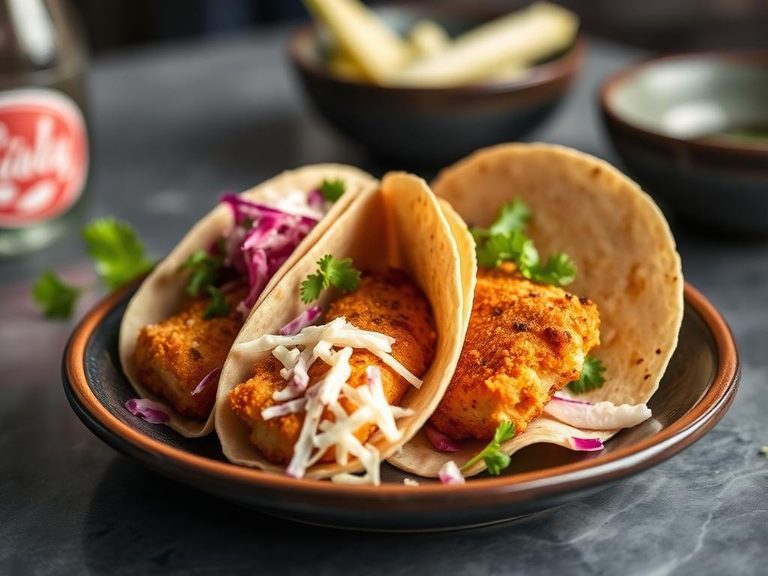 Fish stick tacos with slaw