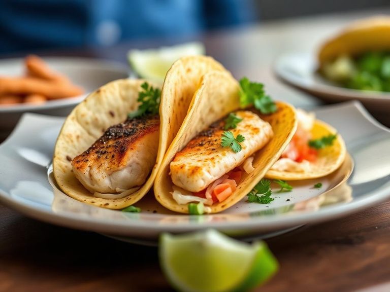Fish tacos with bass fillets