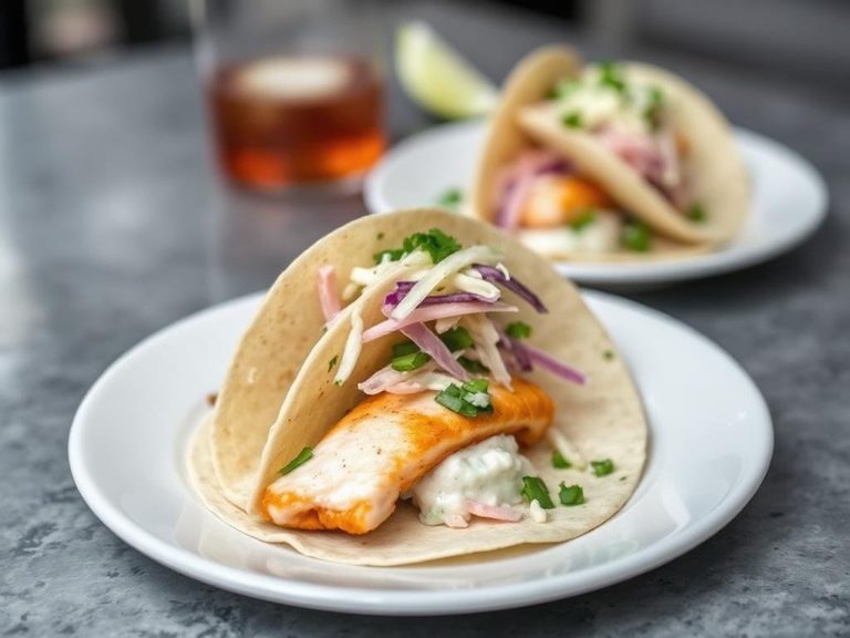 Flounder Tacos with Lime Slaw