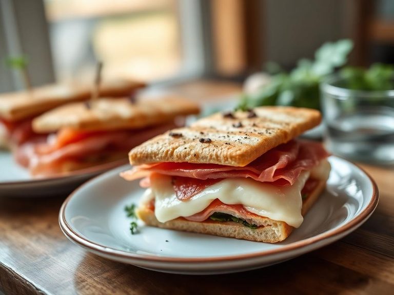 Fontina and prosciutto panini