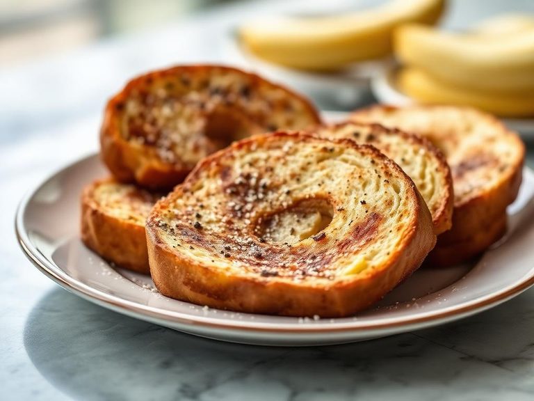 French toast made with sliced bagel