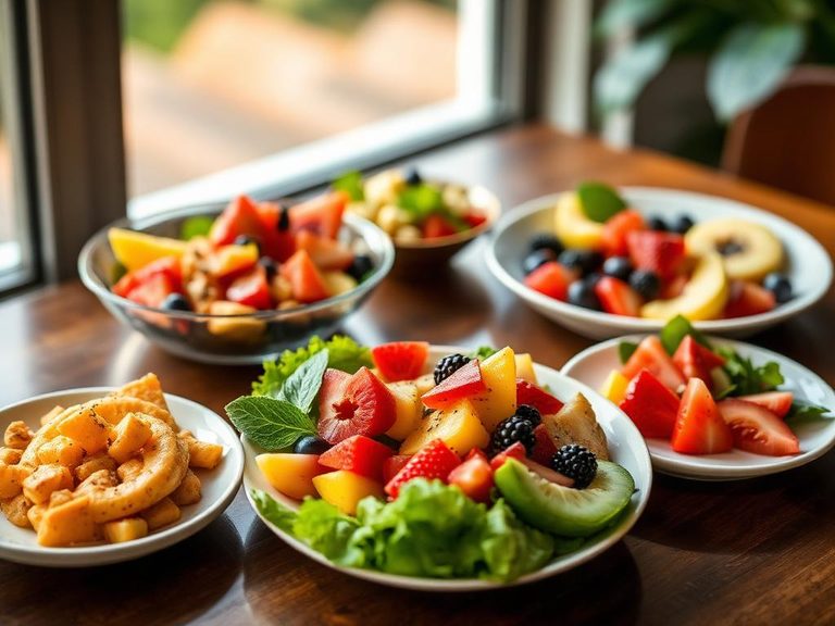 Fresh fruit platters and salads
