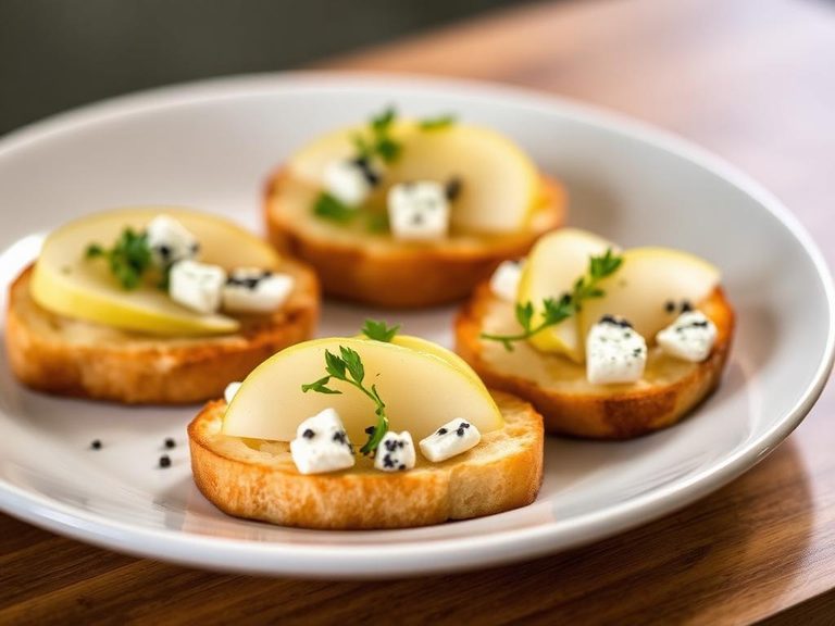 Fresh Pear and Blue Cheese Crostini