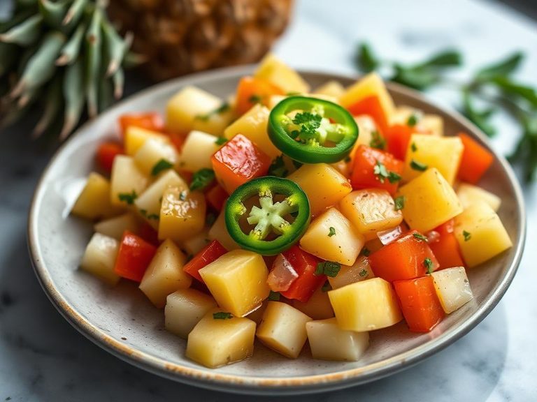 Fresh pineapple salsa with jalapeño