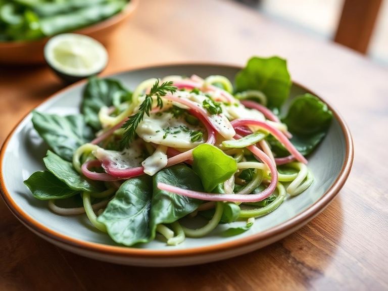 Fresh winged bean leaf salad with lime dressing