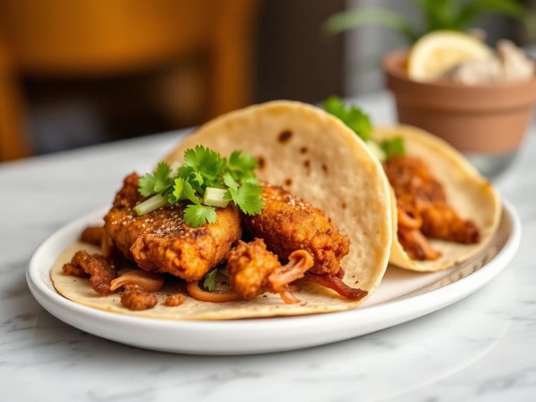 Fried bass tacos
