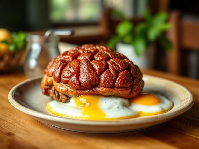 Fried brain with eggs (Mishkaki ya Mihcha)