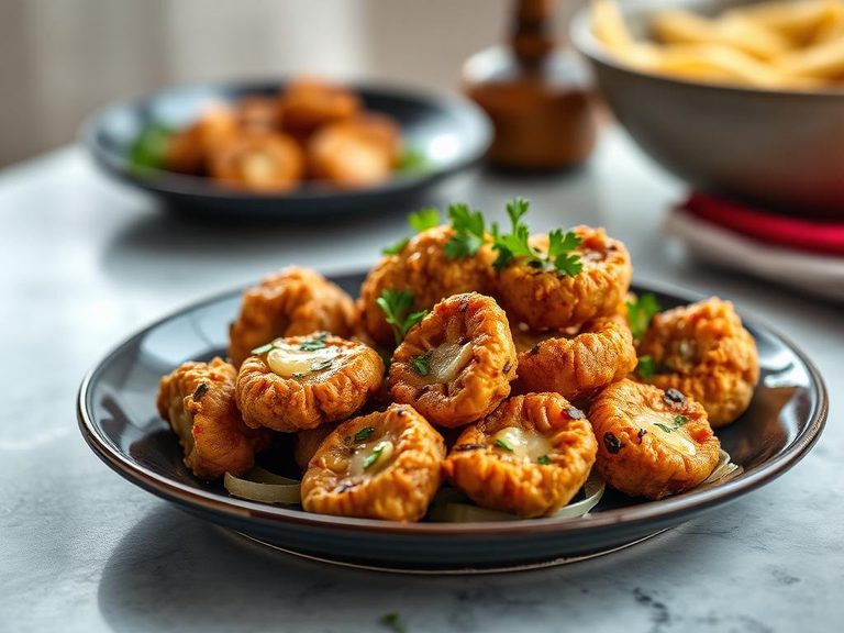 Fried mushrooms with garlic butter