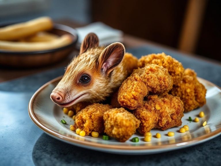 Fried opossum with cornmeal