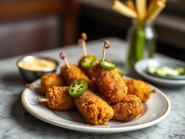 Fried pickle and jalapeño poppers