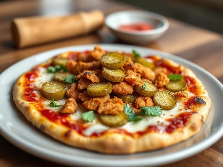 Fried pickle pizza topping