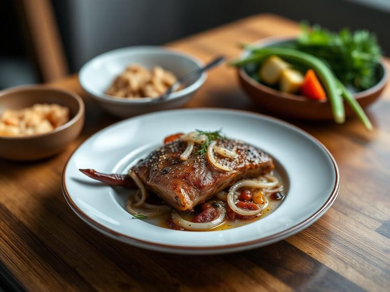Fried pike liver with onions