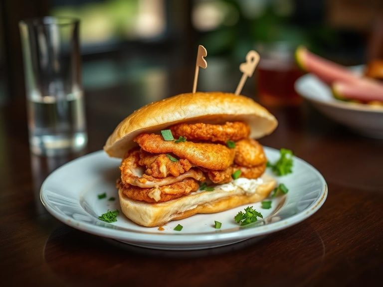 Fried soft-shell crab sandwich