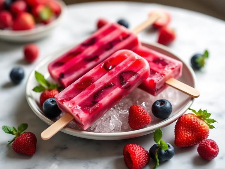 Frozen berry powerade popsicles
