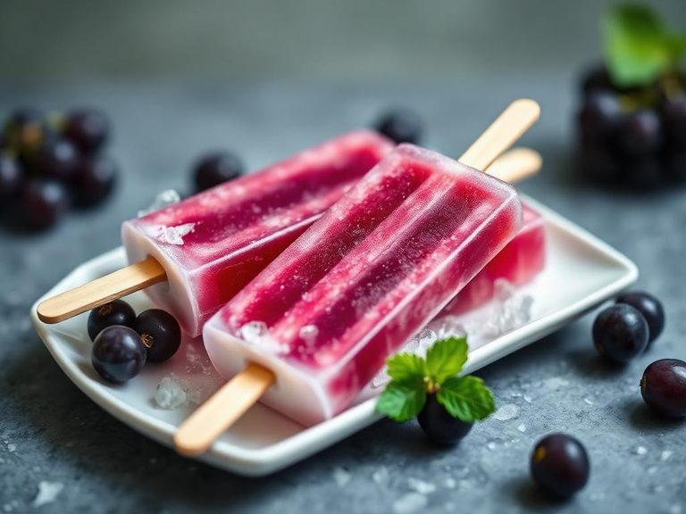 Frozen grape juice popsicles