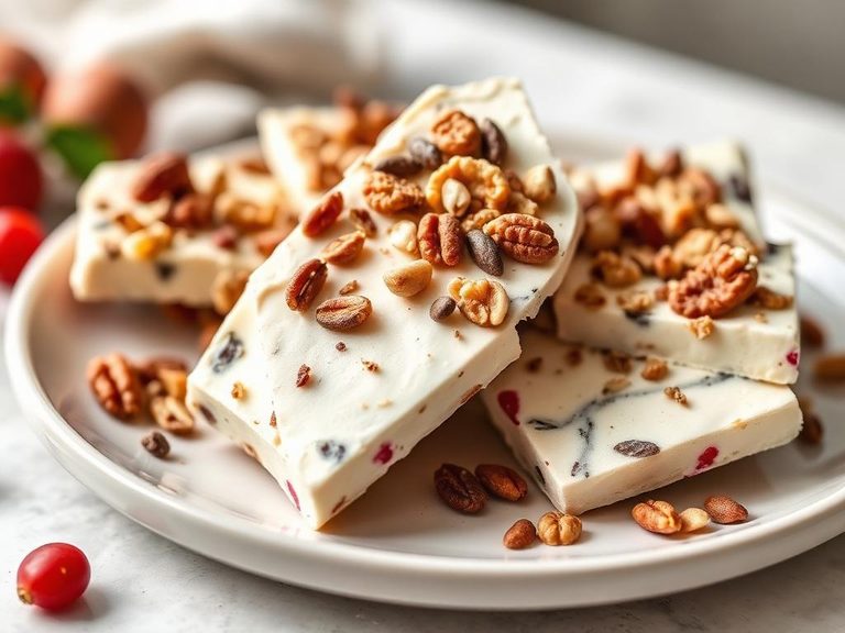 Frozen yogurt bark with nuts and seeds
