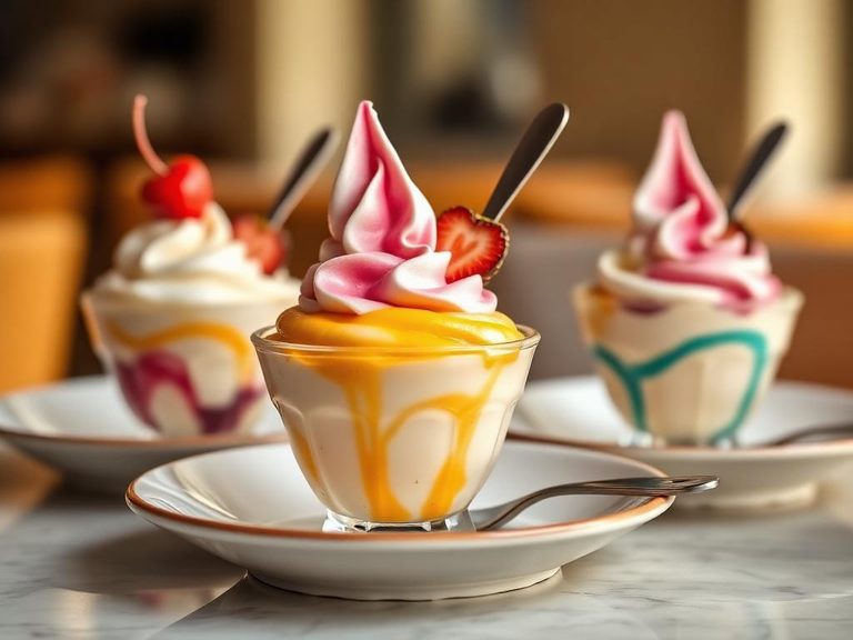 Frozen yogurt sundaes