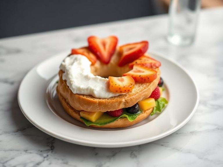 Fruit Bagel with Cream Cheese
