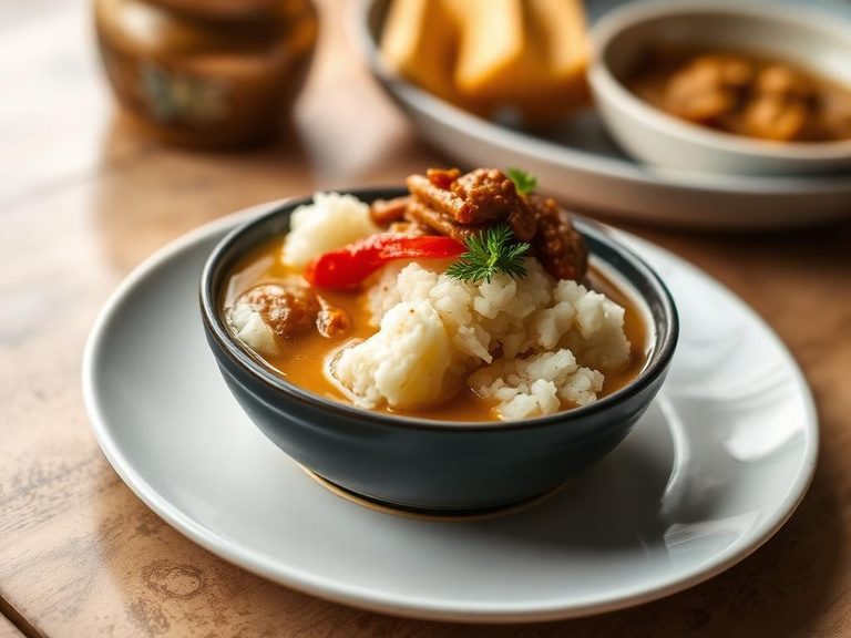 Fufu with Palm Nut Soup (Banga)