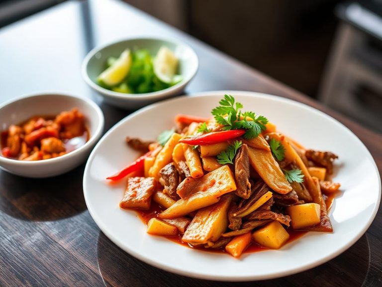 Gai kana phet (Thai spicy stir-fry)