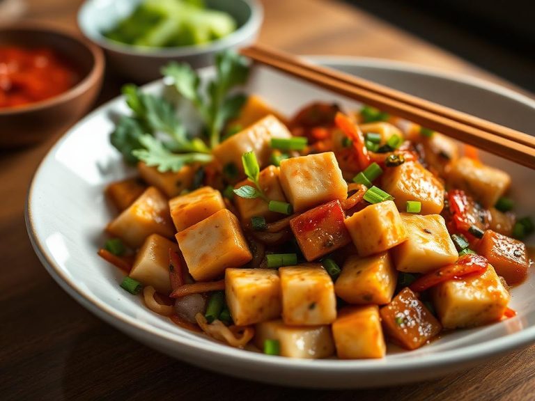 Garland Chrysanthemum and Tofu Stir-fry