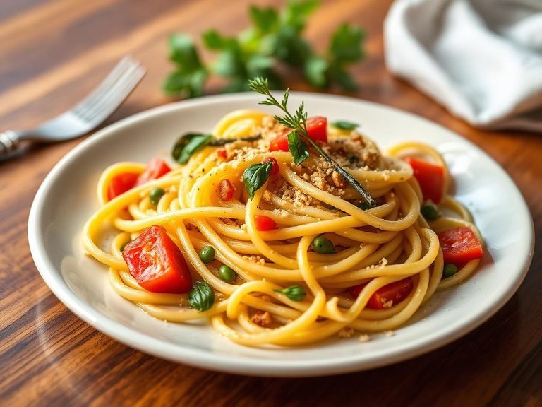 Garlic and Oil Pasta with Vegetables