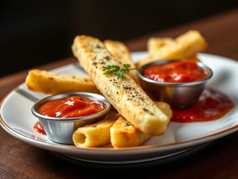 Garlic breadsticks with marinara sauce