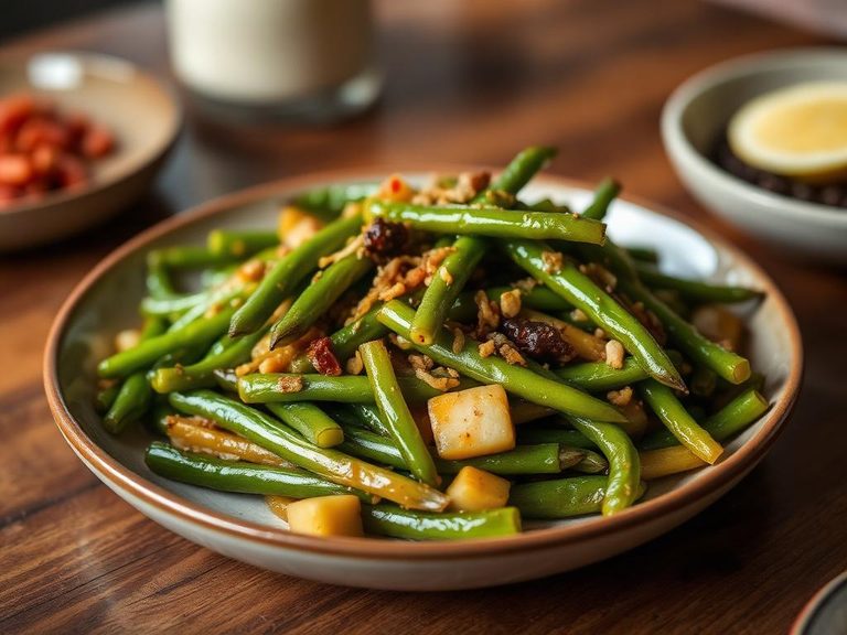 Garlic green bean stir-fry