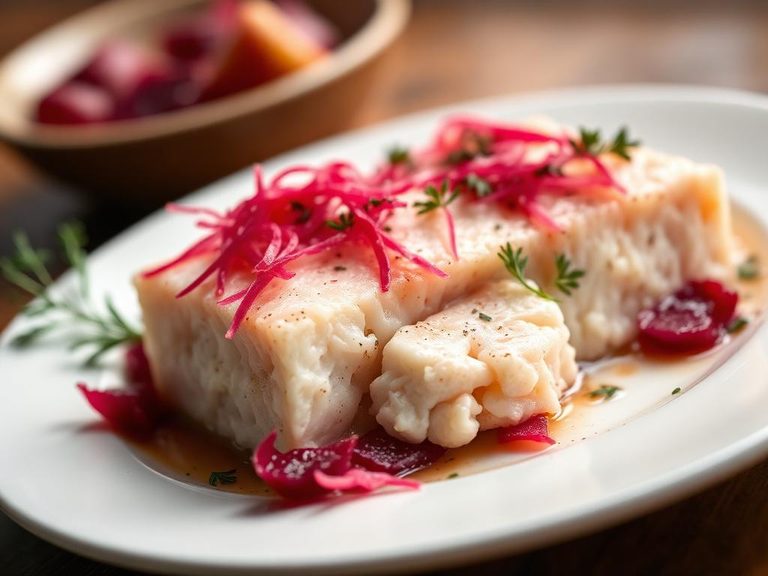 Gefilte fish with beet horseradish (chrain)