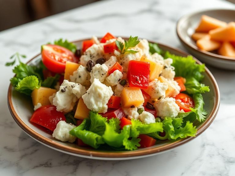 Gelatin Cottage Cheese Salad with Vegetables